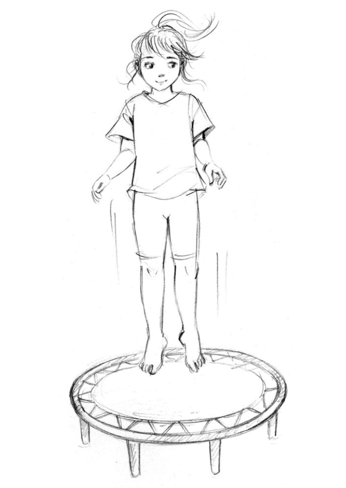 Dziecko w równowadze - dziewczynka na trampolinie